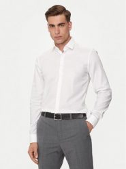Calvin Klein Koszula K10K113164 Biały Slim Fit. Białe koszule męskie Calvin Klein, m, bez wzorów, z bawełny, biznesowe, bez kołnierzyka, bez ramiączek. Za 199.99 zł.