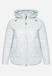 Jasnoniebieska Pikowana Pudełkowa Kurtka z Kapturem Zapinana na Suwak i Napy Nevianna. Niebieskie kurtki damskie Born2be, xl, bez wzorów, z jeansu, z kapturem. Za 279.99 zł.