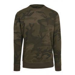 Męska Bluza Z Dekoltem W Kamuflażu. Brązowe bluzy męskie BUILD YOUR BRAND, m, bez wzorów, bez kaptura. Za 153.99 zł.