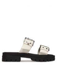 Tommy Jeans Klapki Tjw Buckle Straps Sandal EN02966 Écru. Białe klapki damskie Tommy Jeans, bez wzorów, z jeansu, bez obcasa. Za 409.99 zł.