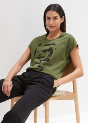 T-shirt. Czarne t-shirty damskie bonprix, bez wzorów, eleganckie, bez kołnierzyka. Za 59.99 zł.