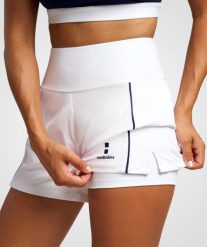 Szorty Damskie do Tenisa/Padla Elegance. Białe szorty damskie NORDICDOTS, l, bez wzorów, z materiału, klasyczne, z podwyższonym stanem. Za 190.00 zł.