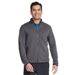 Bluza dresowa sportowa męska The Hoodless Hoodie Ottoman Jacket. Szare bluzy sportowe męskie Skechers, m, bez wzorów, z dresówki, bez kaptura, trekkingowe. Za 219.99 zł.