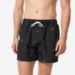 Spodenki surfingowe męskie Decathlon 100 15" Palmito. Czarne kąpielówki męskie Decathlon, m, bez wzorów, z materiału, krótkie. Za 49.99 zł.