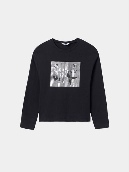 Mayoral Bluzka 7.054 Czarny Regular Fit. Czarne bluzki dla dziewczynek Mayoral, bez wzorów, z bawełny, bez ramiączek. Za 89.99 zł.