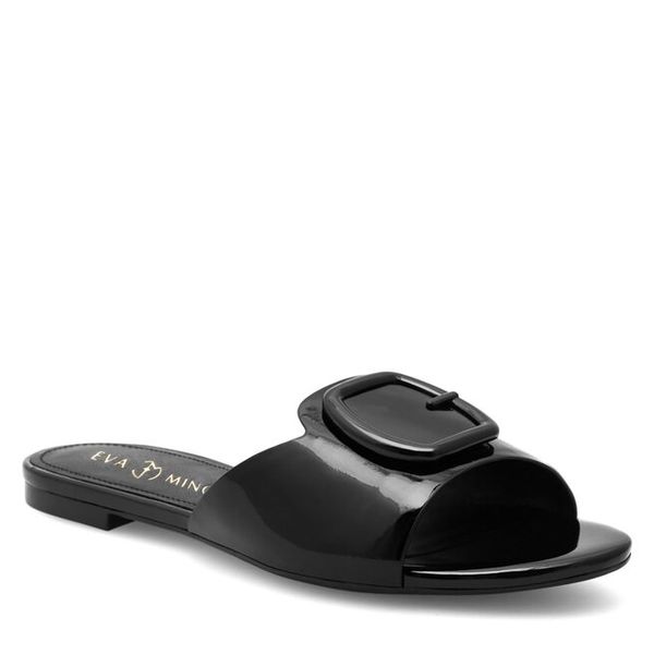 Klapki Eva Minge. Czarne klapki damskie Eva Minge, bez wzorów, bez obcasa. Za 239.99 zł.