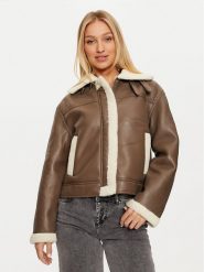 Pieces Kurtka z imitacji skóry Janelle 17141595 Brązowy Regular Fit. Brązowe kurtki damskie Pieces, xs, bez wzorów, ze skóry, bez kaptura. Za 349.99 zł.