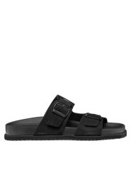 Geox Klapki U Parnaiba U651KA 00022 C9999 Czarny. Czarne klapki męskie Geox, ze skóry. Za 359.99 zł.