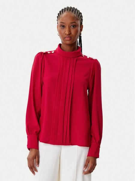 Artigli Bluzka ACBL003228 Czerwony Regular Fit. Czerwone bluzki damskie Artigli, bez wzorów, z syntetyku, bez kołnierzyka, bez ramiączek. Za 219.99 zł.