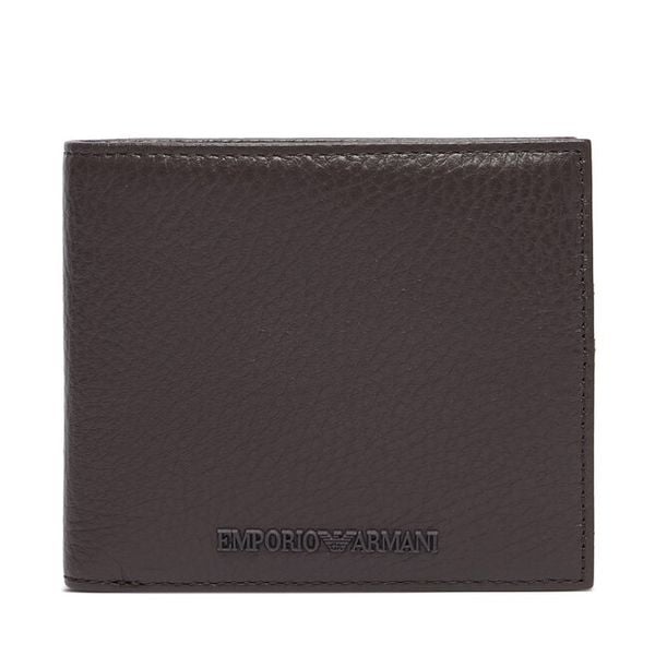 Portfel Emporio Armani. Brązowe portfele męskie Emporio Armani, bez wzorów. Za 631.99 zł.