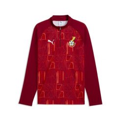 Męska koszulka na rozgrzewkę Ghany o wąskim kroju z zamkiem 1/4 PUMA. Czerwone koszulki sportowe męskie Puma, m, bez wzorów, bez kołnierzyka, bez ramiączek, do piłki nożnej. Za 339.00 zł.