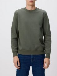 Gładka bluza z bawełną - jasny zielony. Zielone bluzy męskie Reserved, l, bez wzorów, z bawełny, bez kaptura. Za 109.99 zł.