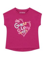 Guess T-Shirt K6GI03 K6YW4 Różowy ciemny Regular Fit. Czerwone t-shirty i topy dla dziewczynek Guess, z aplikacjami, z bawełny, bez ramiączek. Za 74.99 zł.