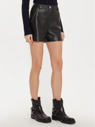 Morgan Szorty z imitacji skóry 242-SHILY Czarny Regular Fit. Czarne szorty damskie Morgan, bez wzorów, ze skóry. Za 159.99 zł.