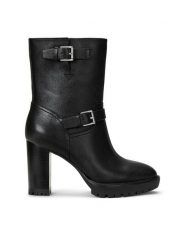 LAUREN RALPH LAUREN Botki 802937819001 Czarny. Czarne botki damskie Lauren Ralph Lauren, ze skóry, bez obcasa, na słupku, bez zapięcia. Za 599.99 zł.