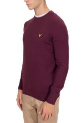 Sweter z okrągłym dekoltem z bawełny merino Lyle & Scott. Czerwone swetry przez głowę męskie LYLE AND SCOTT, m, bez wzorów, z bawełny, bez kołnierzyka. Za 443.75 zł.