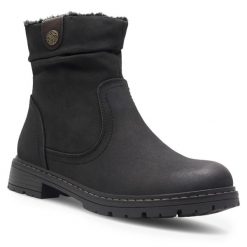 Botki Clara Barson. Czarne botki damskie Clara Barson, bez obcasa, na płaskiej podeszwie, bez zapięcia. Za 159.99 zł.