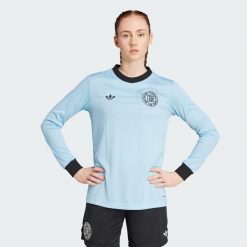 Koszulka Germany Anniversary Long Sleeve. Czarne koszulki sportowe damskie Adidas, xs, bez wzorów, z materiału, sportowe, bez kołnierzyka. Za 499.00 zł.