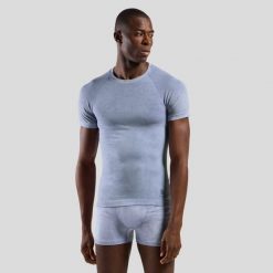 Koszulka męska Odlo PERFORMANCE LIGHT - RAIN DYE BL TOP crew neck s/s. Niebieskie bielizna termoaktywna męska Odlo, m, z elastanu. Za 205.85 zł.