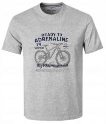 Męska Koszulka (T-Shirt) - Pako Jeans - Popiel, Motyw Rowerowy. Szare t-shirty męskie Pako Jeans, l, bez wzorów, z bawełny, casualowe, bez kołnierzyka. Za 79.00 zł.