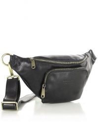 Torebka nerka na szerokim pasku skórzana premium pelle - MARCO MAZZINI czarna. Czarne torebki do ręki damskie bez wzorów, ze skóry, bez dodatków. Za 359.00 zł.