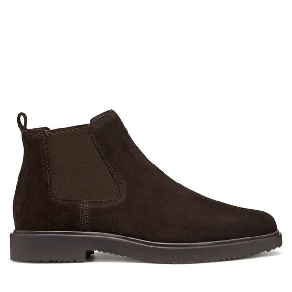 Sztyblety Geox. Brązowe botki męskie Geox, bez wzorów, bez zapięcia. Za 499.99 zł.