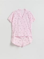 Dwuczęściowa piżama - lawendowy. Fioletowe piżamy damskie Reserved, l, bez wzorów, z bawełny, bez ramiączek. Za 129.99 zł.