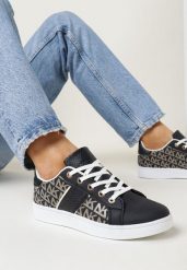 Granatowe Sneakersy z Nadrukiem Mindi. Niebieskie obuwie sportowe damskie Born2be, bez wzorów. Za 69.99 zł.