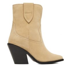 Kowbojki Badura. Brązowe botki damskie Badura, bez obcasa, na słupku, bez zapięcia. Za 449.99 zł.