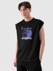 Чоловіча майка tank top oversize з принтом - чорний. T-shirty męskie 4f, s, bez wzorów, z jersey, bez kołnierzyka. W wyprzedaży za 399.90 zł.