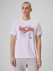 4F T-shirt regular z nadrukiem męski - biały M. Białe t-shirty męskie 4f, m, bez wzorów, z bawełny, klasyczne, bez kołnierzyka. Za 79.99 zł.