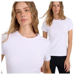 T-shirt slim gładki damski 4F 4FWMM00TTSHF2255. Białe t-shirty damskie 4f, xs, bez wzorów, z bawełny, klasyczne, bez kołnierzyka. Za 182.98 zł.