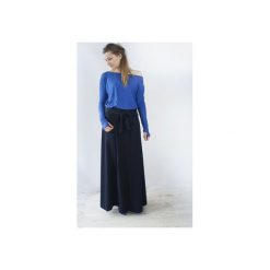 SPÓDNICA DŁUGA Z KOŁA Z KOKARDĄ MAXI GRANATOWA. Niebieskie spódnice damskie Meleksima, z materiału. Za 159.99 zł.