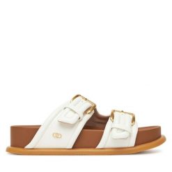 Klapki Liu Jo. Białe klapki damskie Liu Jo, bez wzorów, bez obcasa. Za 319.99 zł.
