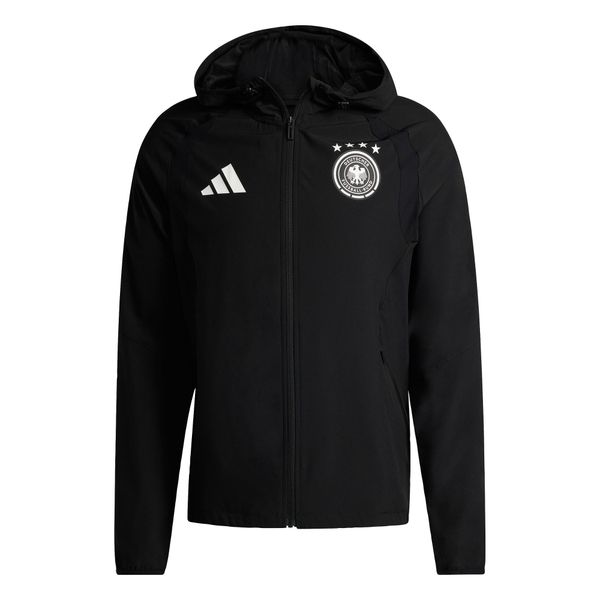 Wiatrówka Germany Tiro Travel Full Zip. Czarne kurtki męskie Adidas, bez wzorów, do piłki nożnej. Za 399.00 zł.