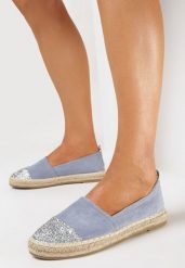 Niebieskie Espadryle Nysalenia. Niebieskie espadryle damskie Born2be, bez wzorów, z okrągłym noskiem, bez obcasa, bez zapięcia. Za 84.99 zł.