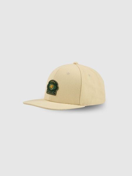 4F Czapka z daszkiem strapback męska - beżowa L/XL (60cm). Brązowe czapki i kapelusze męskie 4f, z aplikacjami, sportowe. Za 69.99 zł.