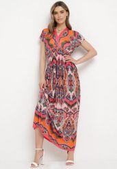 Pomarańczowa Sukienka Maxi w Stylu Boho z Elastycznej Wiskozy Arnevia. Brązowe sukienki damskie Born2be, na co dzień, m, bez wzorów, z wiskozy, boho, bez kołnierzyka, bez ramiączek, maxi, dopasowane. Za 49.99 zł.