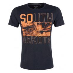 S.Oliver T-Shirt Męski M Ciemnoniebieski. Czarne t-shirty męskie S.Oliver, z nadrukiem. Za 49.90 zł.