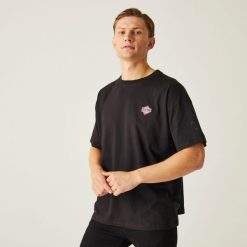 Koszulka turystyczna męska Regatta Aramon CLR. Czarne koszulki sportowe męskie Regatta, m, bez wzorów, z bawełny, bez kołnierzyka, bez ramiączek, trekkingowe. Za 124.45 zł.