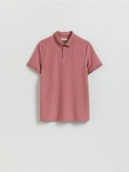Koszulka polo slim - brudny róż. Czerwone koszulki polo męskie Reserved, l, bez wzorów, z bawełny, bez ramiączek. Za 89.99 zł.