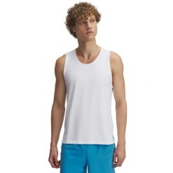 Tank top Under Armour Launch Elite. Białe t-shirty męskie Under Armour, bez wzorów, sportowe, bez kołnierzyka. Za 294.50 zł.
