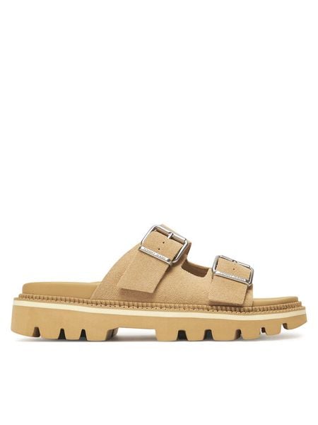 Tommy Jeans Klapki Tjw Double Strap Sandal Suede EN0EN02797 Brązowy. Brązowe klapki damskie Tommy Jeans, bez wzorów, z jeansu, bez obcasa. Za 219.99 zł.