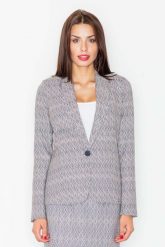 Elegancki Wzorzysty Żakiet na Jeden Guzik Wzór 30. Czarne żakiety damskie Figl, l, bez wzorów, z materiału, eleganckie. Za 279.00 zł.