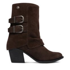 Kowbojki G-Star. Brązowe botki damskie G-Star, retro, bez obcasa, na słupku, bez zapięcia. Za 399.99 zł.
