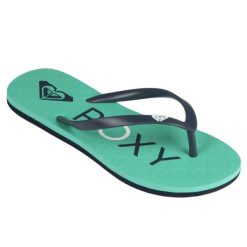 Japonki SEA damskie. Zielone klapki damskie Roxy, bez wzorów, z gumy, sportowe, bez obcasa. Za 39.99 zł.