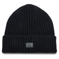 Czapka EA7 Emporio Armani. Czarne czapki i kapelusze damskie EA7 Emporio Armani, na zimę, bez wzorów. Za 299.99 zł.