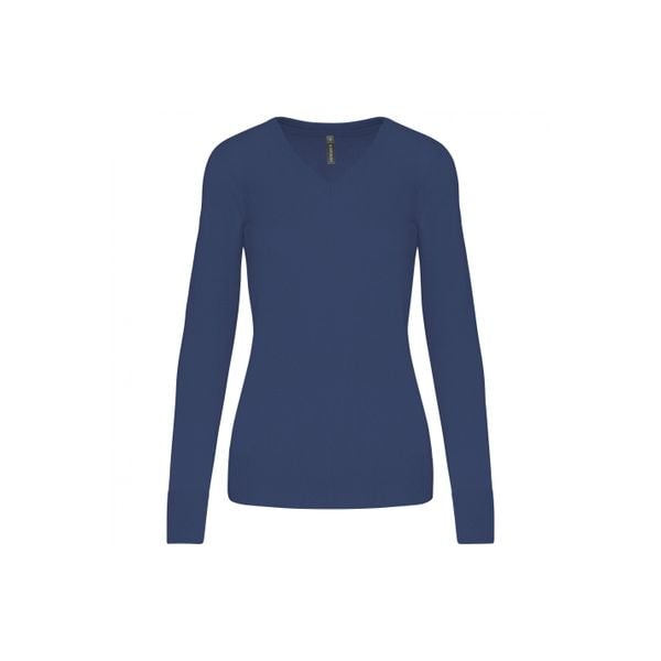 Damski sweter v-neck Kariban. Fioletowe swetry damskie KARIBAN, na zimę, bez wzorów, bez kołnierzyka, bez ramiączek, bez kaptura. Za 185.00 zł.