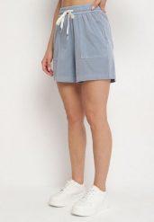 Jasnoniebieskie Klasyczne Szorty z Wiskozą ze Wsuwanymi Kieszeniami i Wiązaniem w Talii Sarafene. Niebieskie szorty damskie Born2be, na lato, l, bez wzorów, z wiskozy, eleganckie, z podwyższonym stanem. Za 69.99 zł.