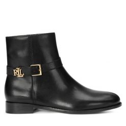 Botki LAUREN RALPH LAUREN. Czarne botki damskie Lauren Ralph Lauren, bez obcasa, na płaskiej podeszwie, bez zapięcia. Za 589.99 zł.